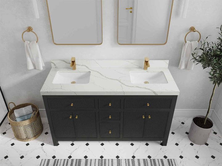 Sonoma 60 in W x 22 in D Free Standing Reeded Double Sink Bathroom Vanity - photo 17