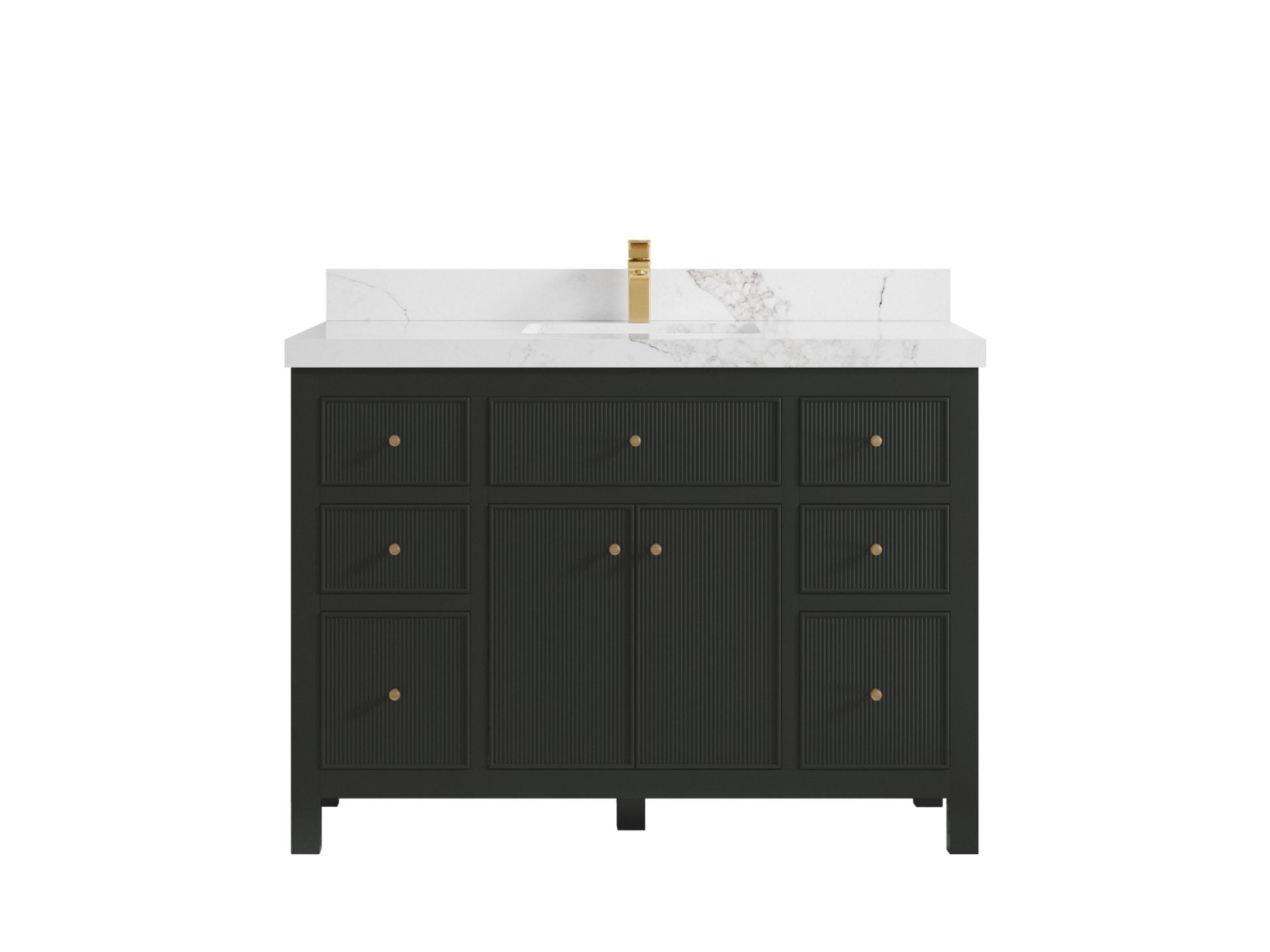 Sonoma 48 in. W x 22 in. D Single Sink Bathroom Vanity in Black Top with 2 in. Calacatta Nuvo Quartz Countertop