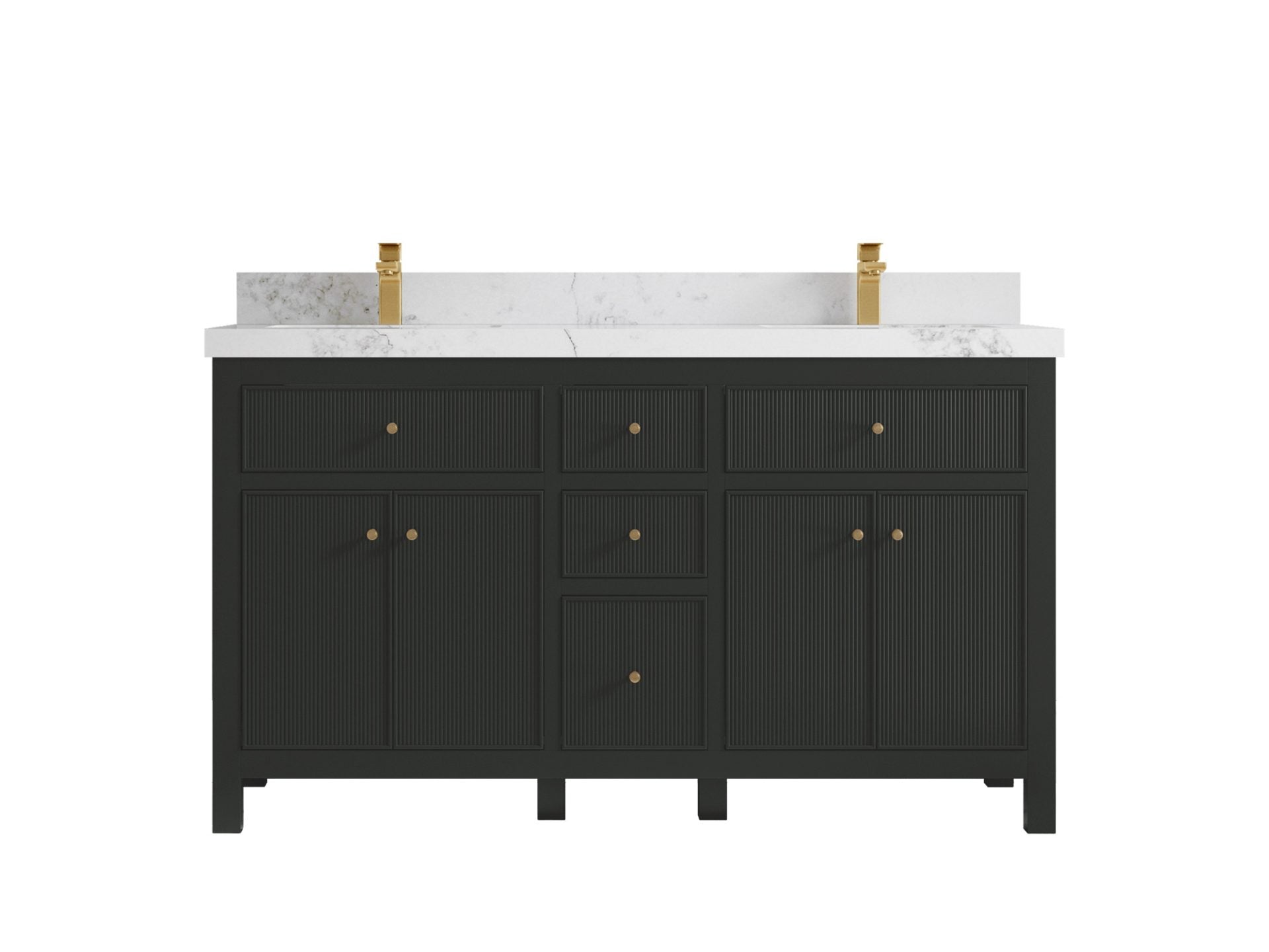 Sonoma 60 in W x 22 in D Free Standing Reeded Double Sink Bathroom Vanity