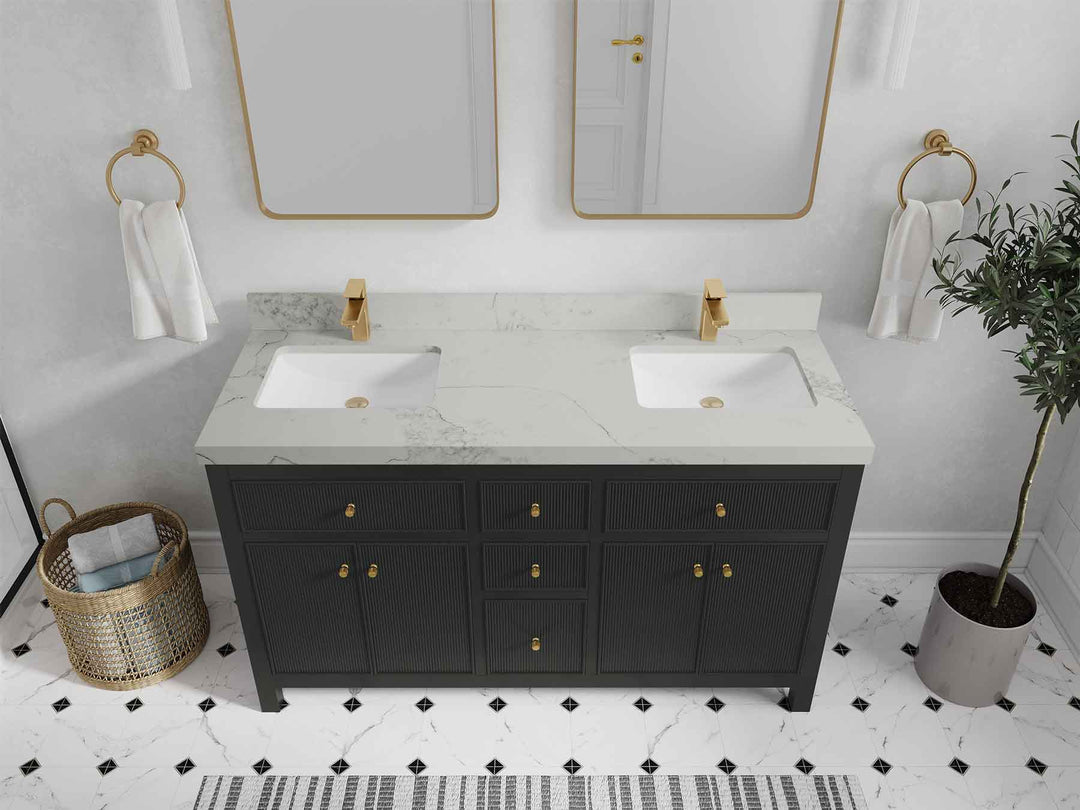 Sonoma 60 in W x 22 in D Free Standing Reeded Double Sink Bathroom Vanity