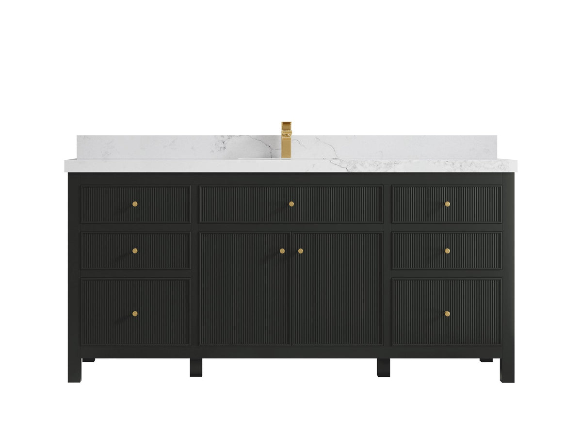 Sonoma 72 in W x 22 in D Free Standing Reeded Single Sink Bathroom Vanity