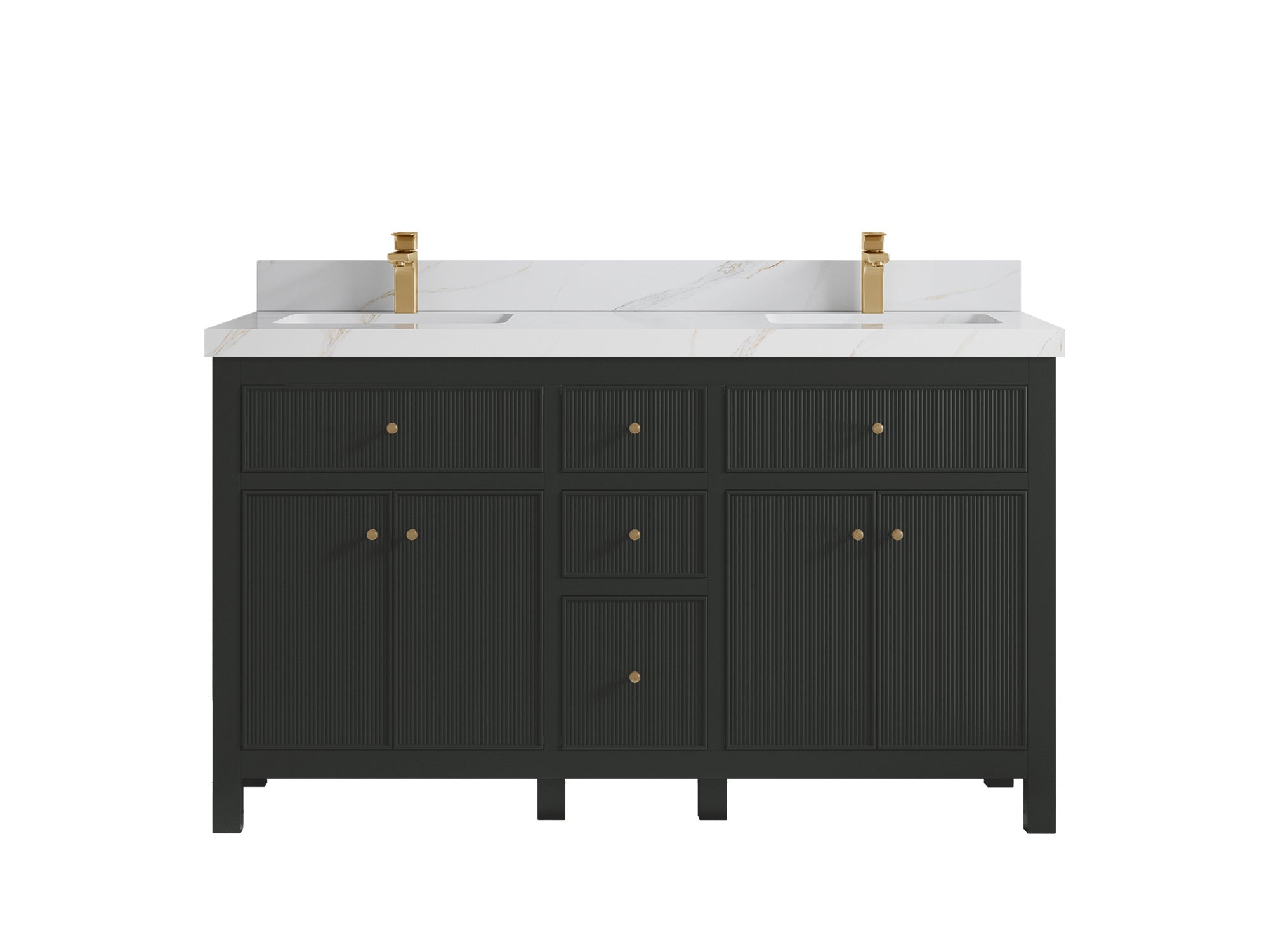 Sonoma 60 in W x 22 in D Free Standing Reeded Double Sink Bathroom Vanity