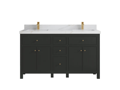 Sonoma 60 in W x 22 in D Free Standing Reeded Double Sink Bathroom Vanity