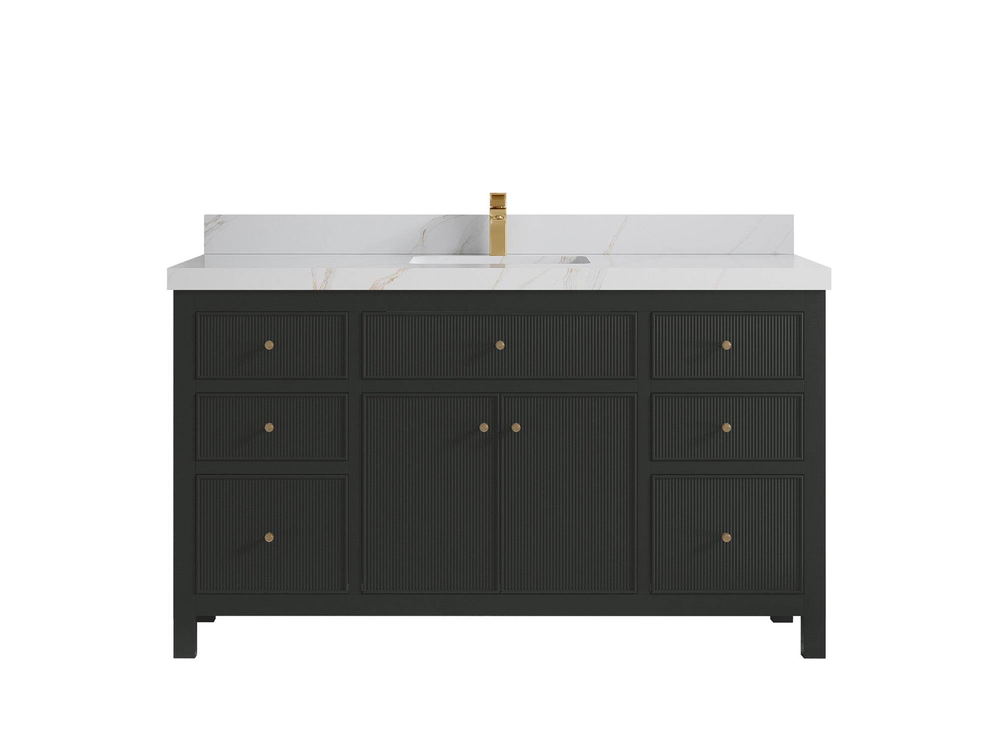 Sonoma 60 in W x 22 in D Free Standing Reeded Single Sink Bathroom Vanity