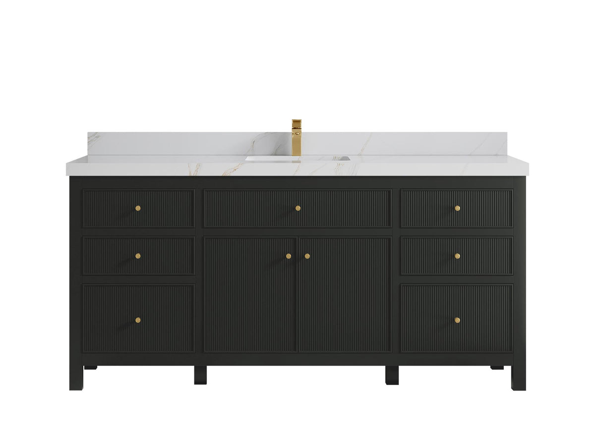 Sonoma 72 in W x 22 in D Free Standing Reeded Single Sink Bathroom Vanity