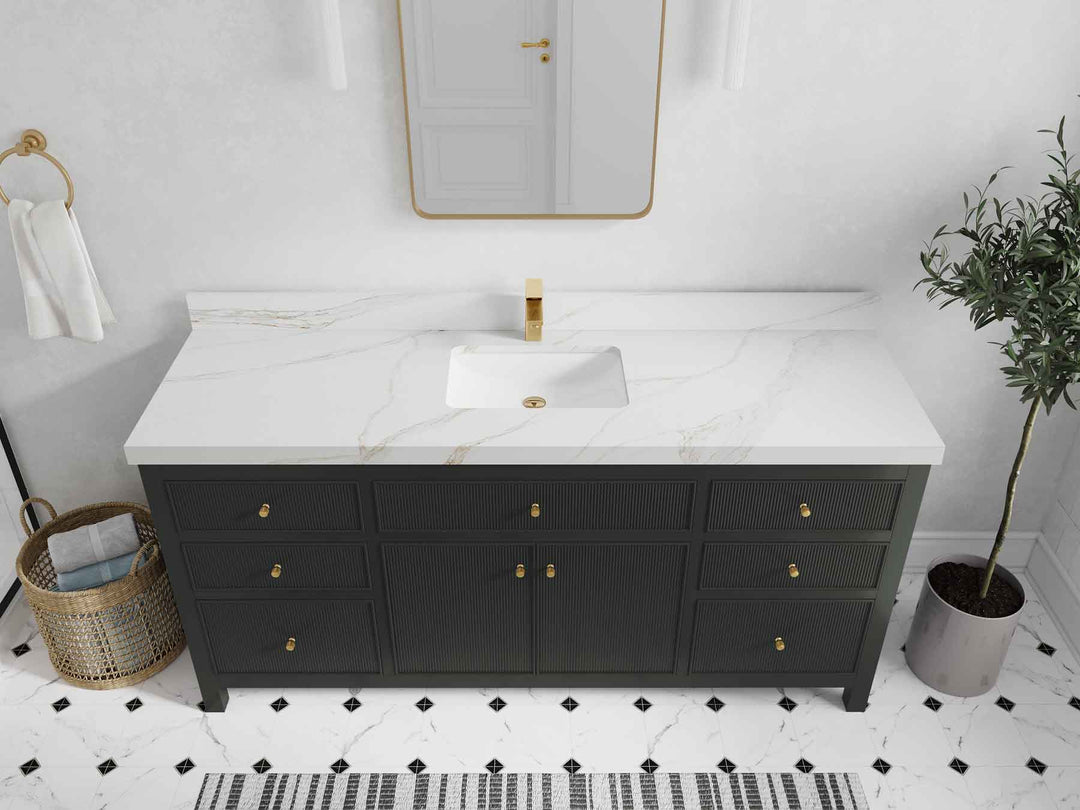 Sonoma 72 in W x 22 in D Free Standing Reeded Single Sink Bathroom Vanity