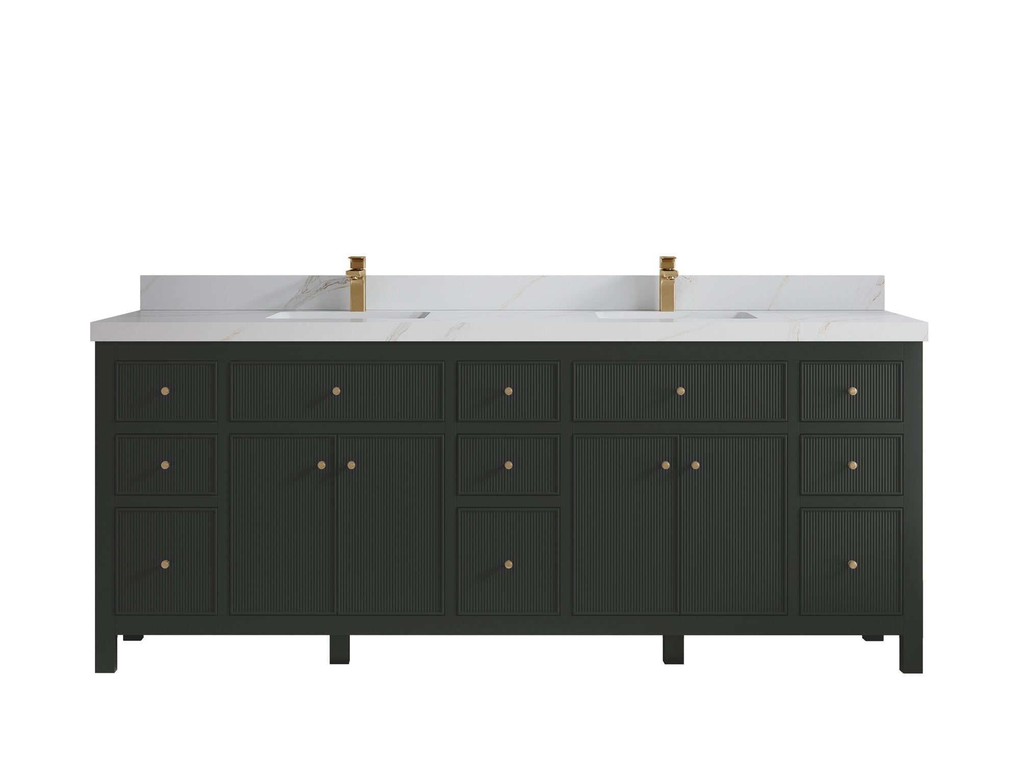 Sonoma 84 in W x 22 in D Free Standing Reeded Double Sink Bathroom Vanity