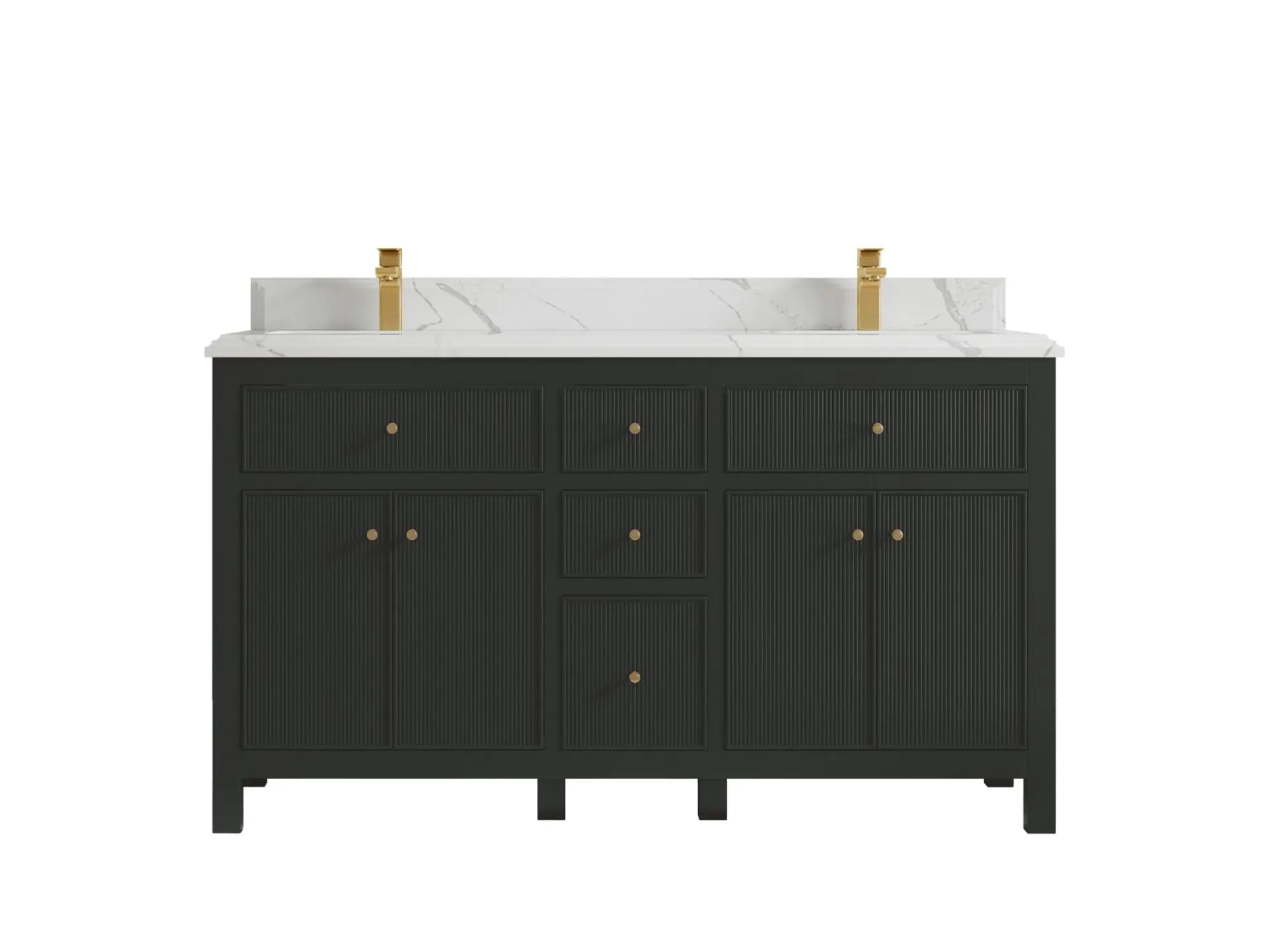 Sonoma 60 in W x 22 in D Free Standing Reeded Double Sink Bathroom Vanity
