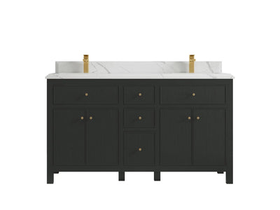 Sonoma 60 in W x 22 in D Free Standing Reeded Double Sink Bathroom Vanity