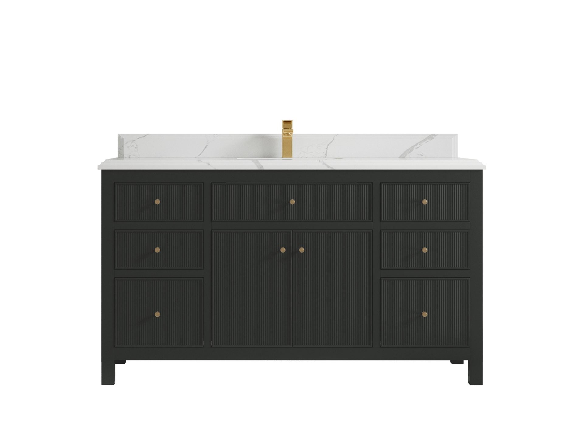 Sonoma 60 in W x 22 in D Free Standing Reeded Single Sink Bathroom Vanity