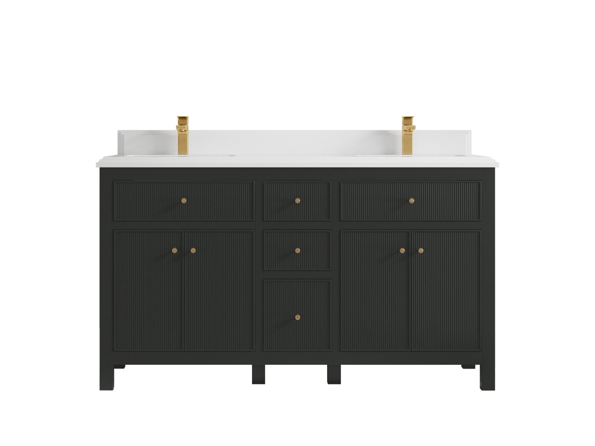 Sonoma 60 in W x 22 in D Free Standing Reeded Double Sink Bathroom Vanity