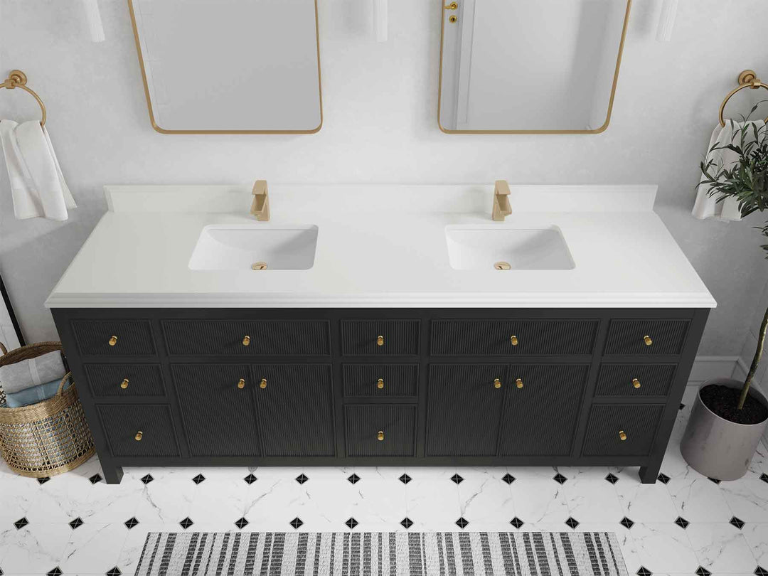 Sonoma 84 in W x 22 in D Free Standing Reeded Double Sink Bathroom Vanity | 
              
                Black Top
                
                  
             - SON_BLT_WHQZ_84D - photo №28