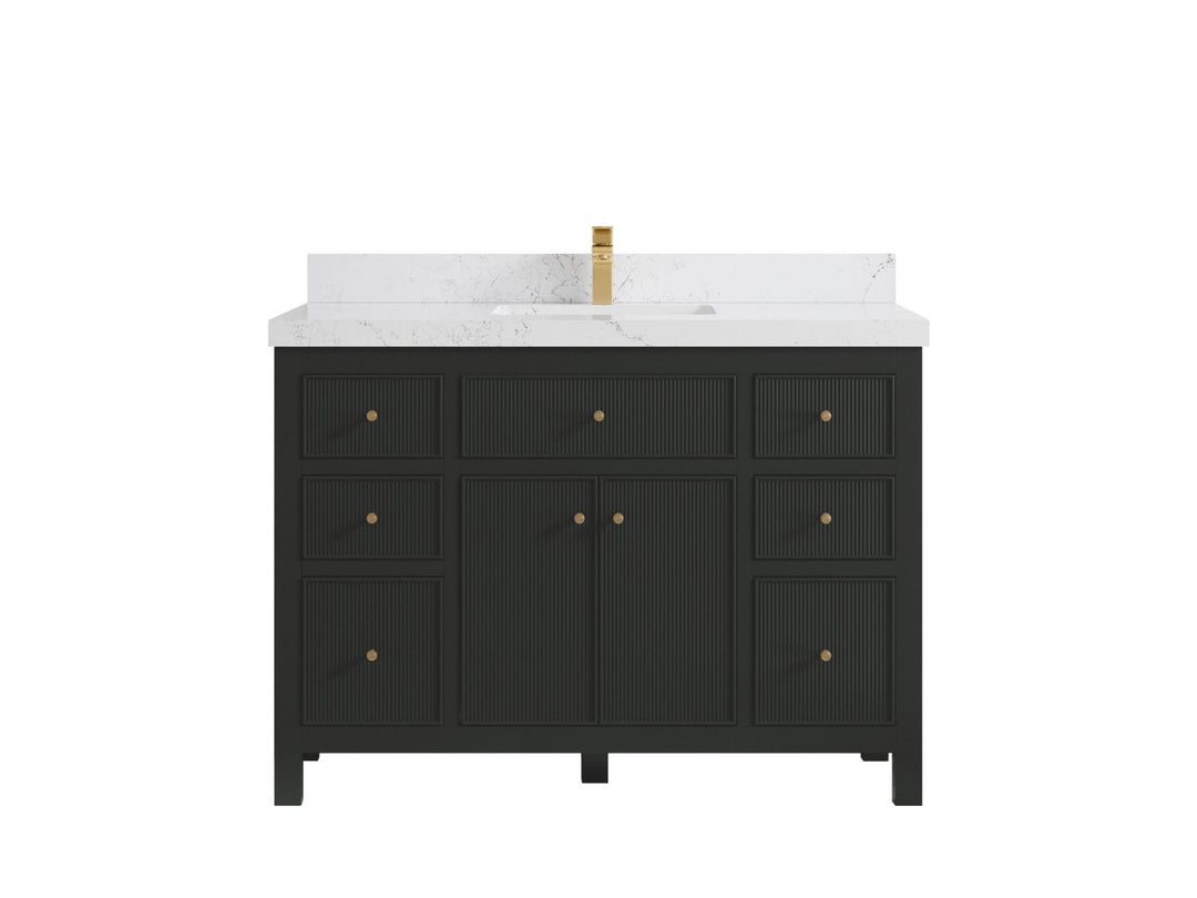 Sonoma 48 in. W x 22 in. D Single Sink Bathroom Vanity in Black Top with 2 in. Empira White Quartz Countertop
