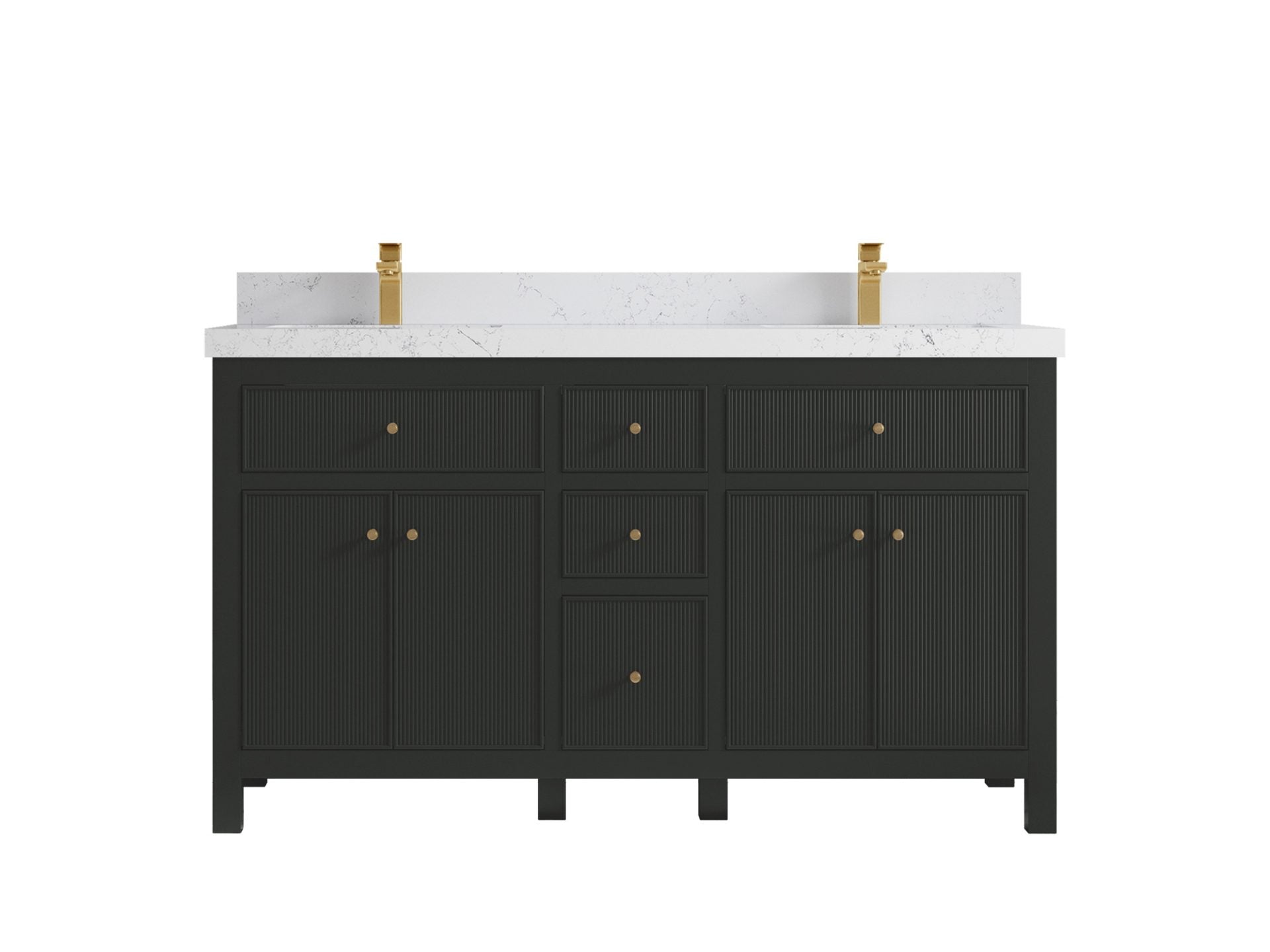 Sonoma 60 in W x 22 in D Free Standing Reeded Double Sink Bathroom Vanity