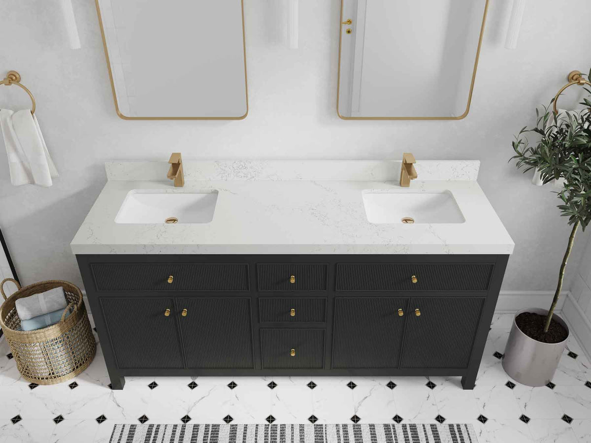 Sonoma 72 in W x 22 in D Free Standing Reeded Double Sink Bathroom Vanity