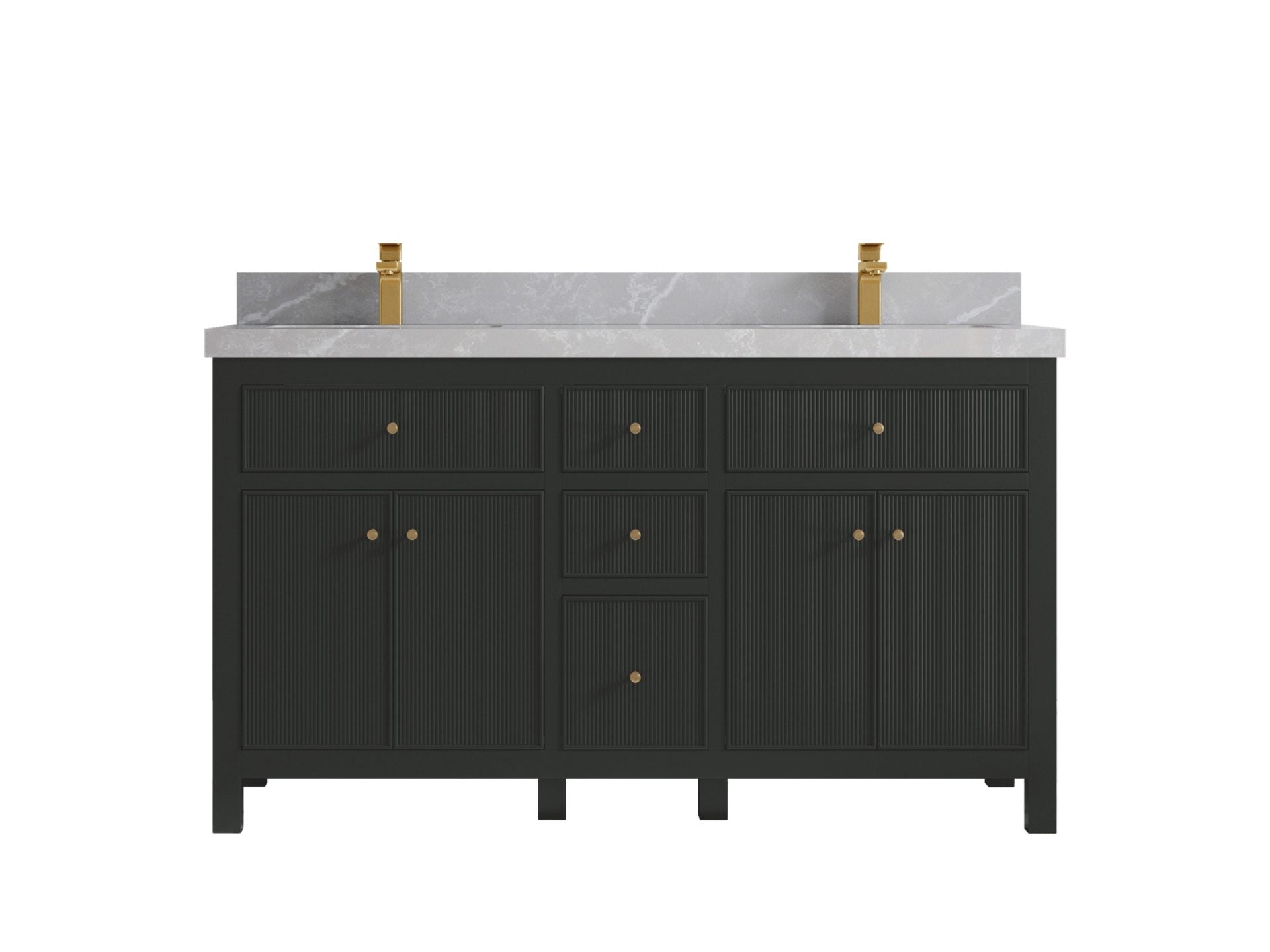 Sonoma 60 in W x 22 in D Free Standing Reeded Double Sink Bathroom Vanity