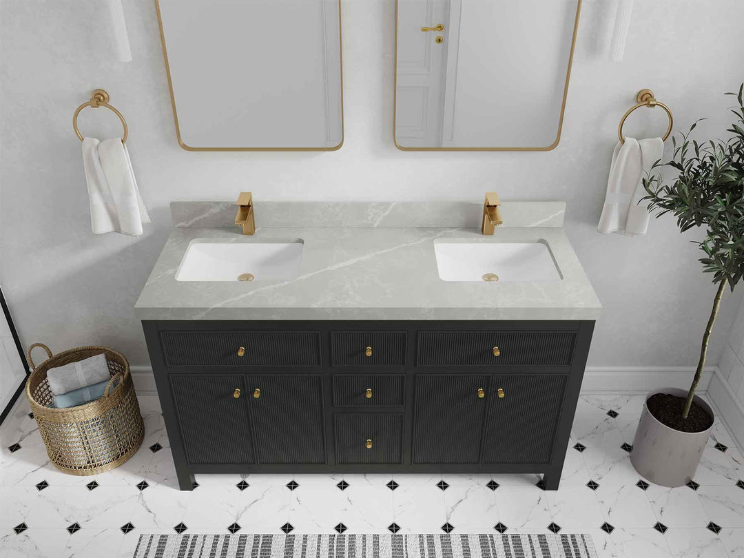 Sonoma 60 in W x 22 in D Free Standing Reeded Double Sink Bathroom Vanity