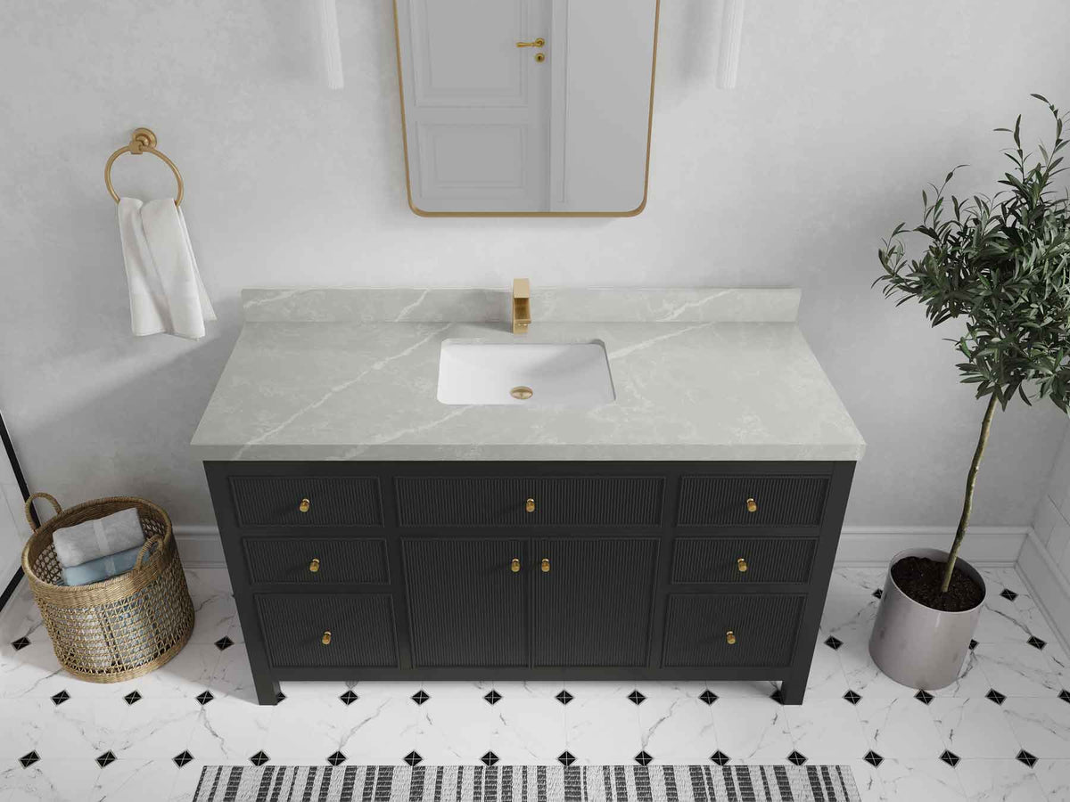 Sonoma 60 in W x 22 in D Free Standing Reeded Single Sink Bathroom Vanity