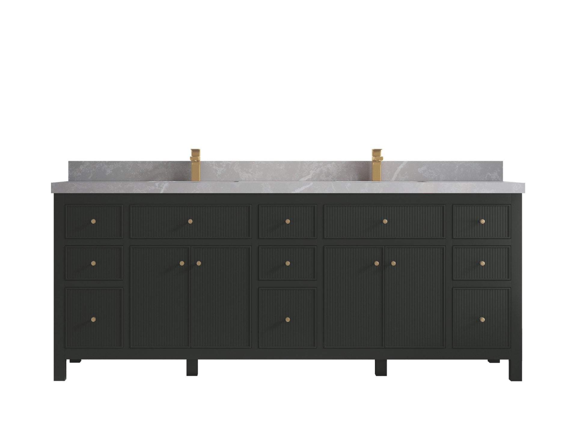 Sonoma 84 in W x 22 in D Free Standing Reeded Double Sink Bathroom Vanity
