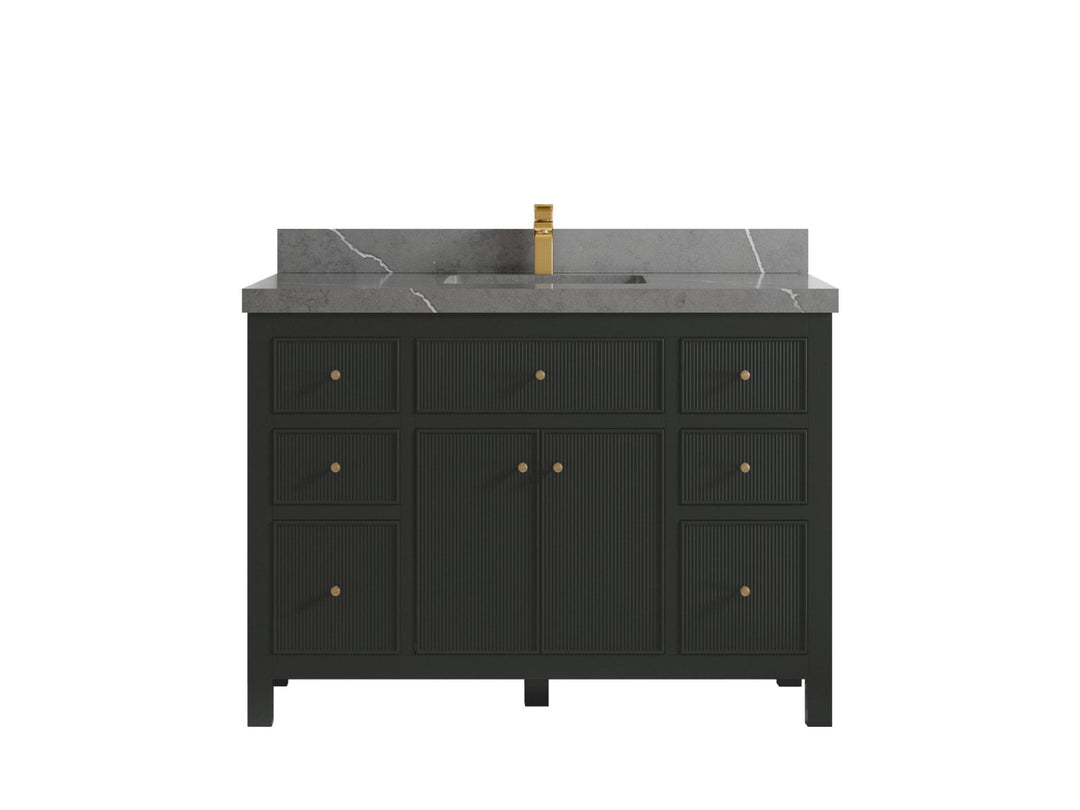 Sonoma 48 in. W x 22 in. D Single Sink Bathroom Vanity in Black Top with 2 in. Piatra Gray Quartz Countertop