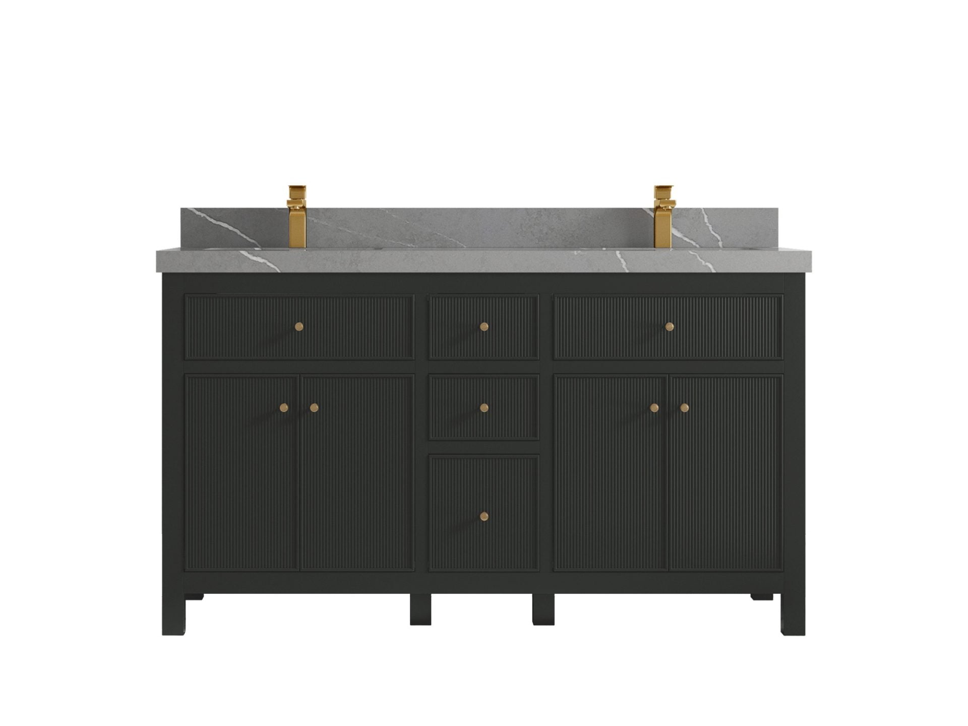 Sonoma 60 in W x 22 in D Free Standing Reeded Double Sink Bathroom Vanity