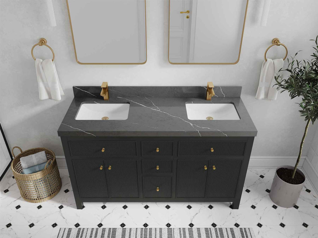 Sonoma 60 in W x 22 in D Free Standing Reeded Double Sink Bathroom Vanity