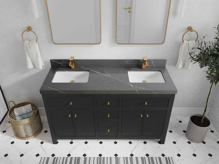Sonoma 60 in W x 22 in D Free Standing Reeded Double Sink Bathroom Vanity - photo 31