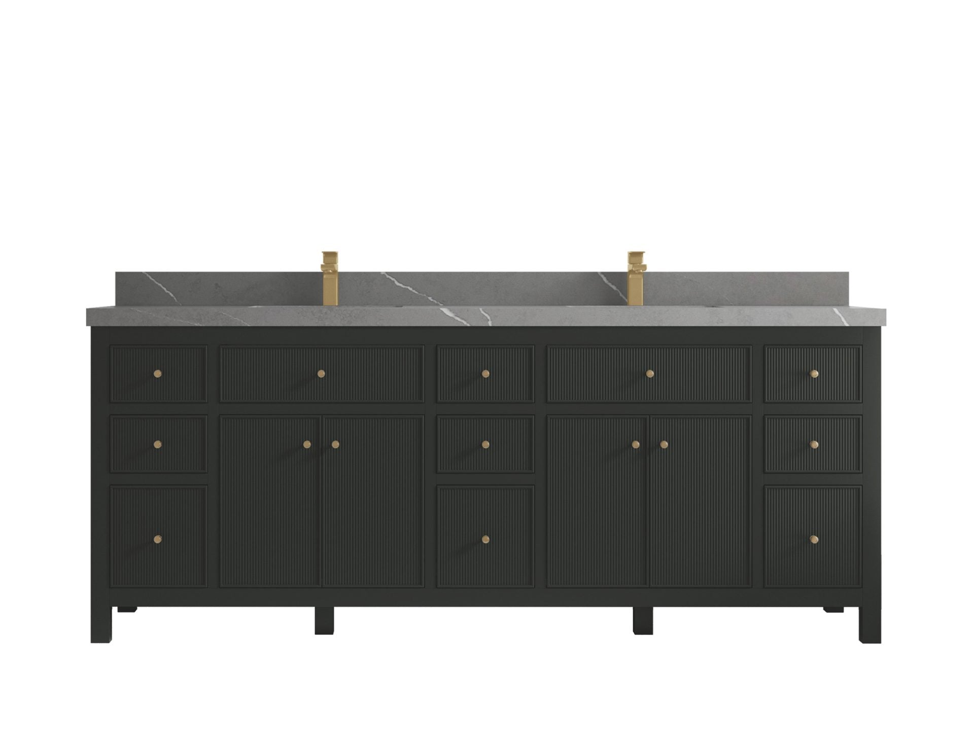 Sonoma 84 in W x 22 in D Free Standing Reeded Double Sink Bathroom Vanity