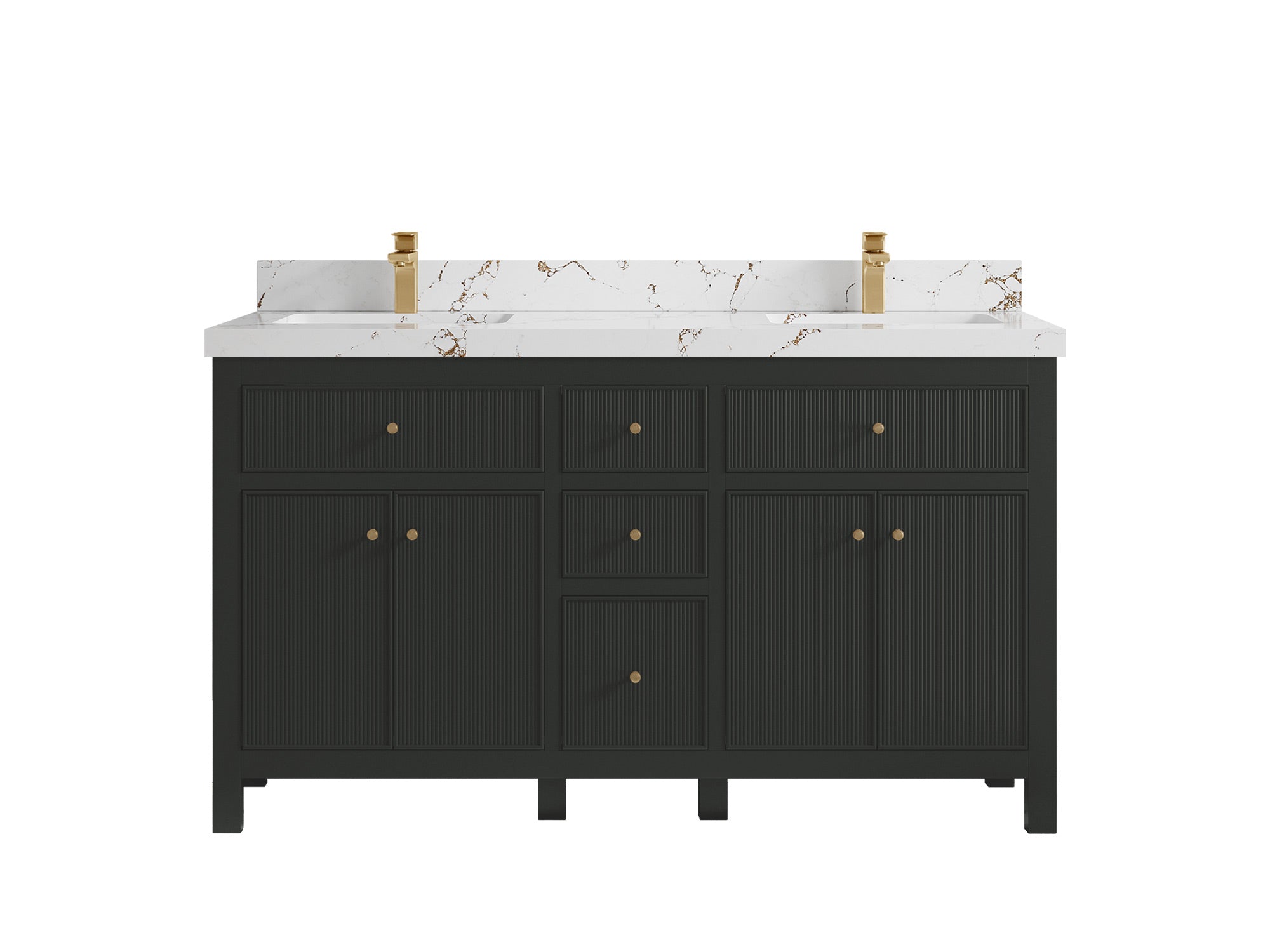 Sonoma 60 in W x 22 in D Free Standing Reeded Double Sink Bathroom Vanity