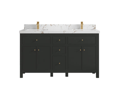 Sonoma 60 in W x 22 in D Free Standing Reeded Double Sink Bathroom Vanity