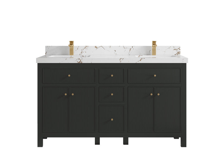 Sonoma 60 in W x 22 in D Free Standing Reeded Double Sink Bathroom Vanity - photo 34
