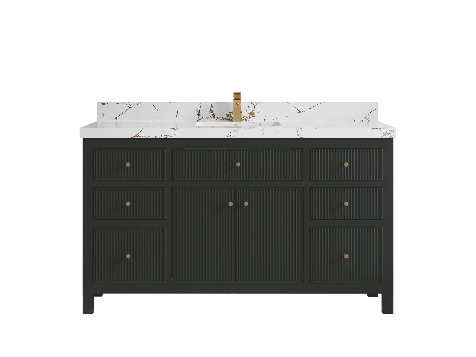 Sonoma 60 in W x 22 in D Free Standing Reeded Single Sink Bathroom Vanity