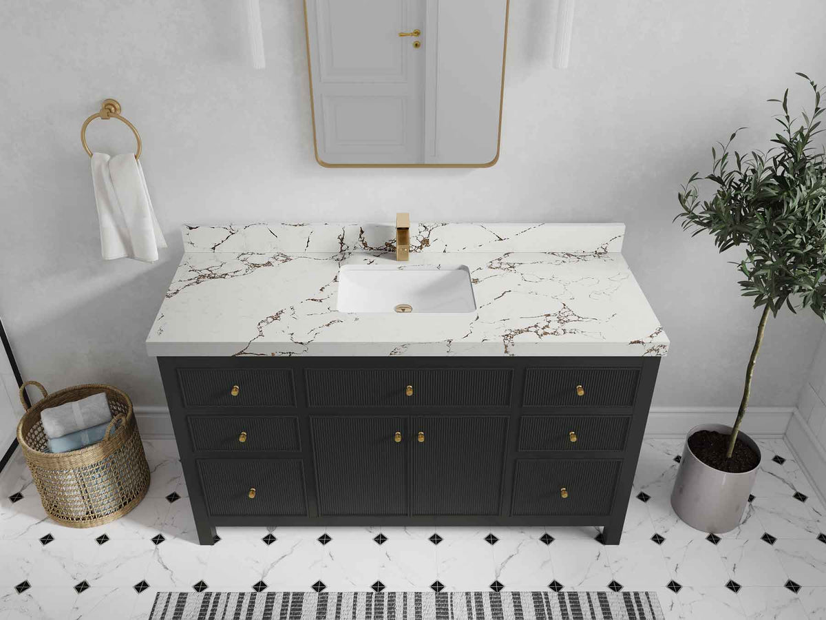 Sonoma 60 in W x 22 in D Free Standing Reeded Single Sink Bathroom Vanity