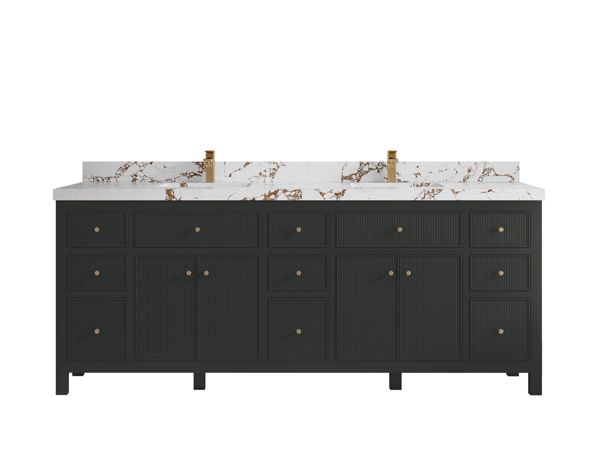 Sonoma 84 in W x 22 in D Free Standing Reeded Double Sink Bathroom Vanity