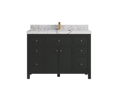 Sonoma 48 in. W x 22 in. D Single Sink Bathroom Vanity in Black Top with 2 in. Viola Gold Quartz Countertop