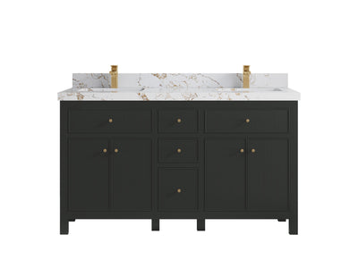Sonoma 60 in W x 22 in D Free Standing Reeded Double Sink Bathroom Vanity