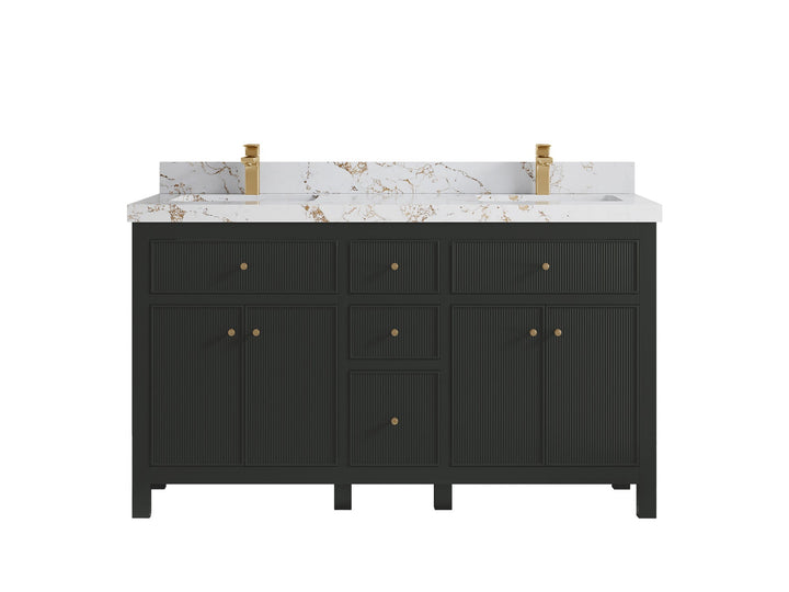 Sonoma 60 in W x 22 in D Free Standing Reeded Double Sink Bathroom Vanity - photo 36