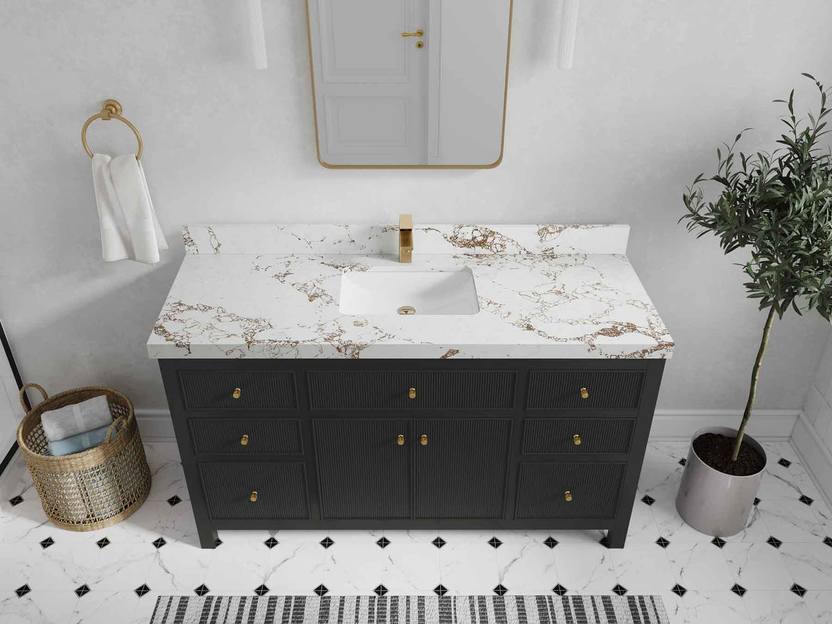 Sonoma 60 in W x 22 in D Free Standing Reeded Single Sink Bathroom Vanity