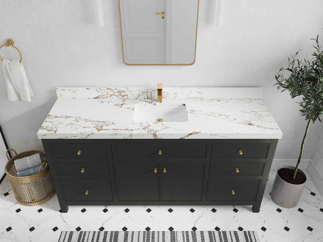 Sonoma 72 in W x 22 in D Free Standing Reeded Single Sink Bathroom Vanity