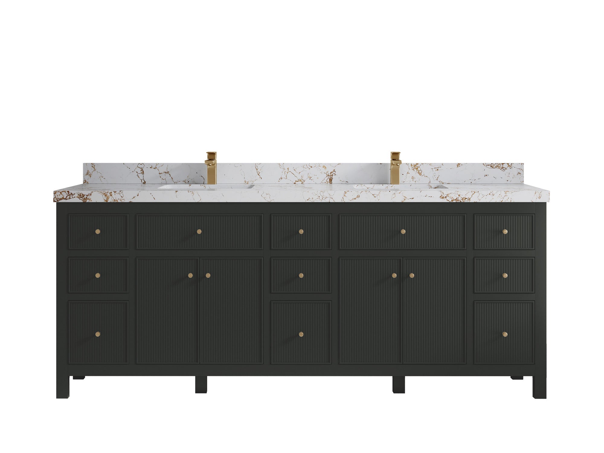 Sonoma 84 in W x 22 in D Free Standing Reeded Double Sink Bathroom Vanity