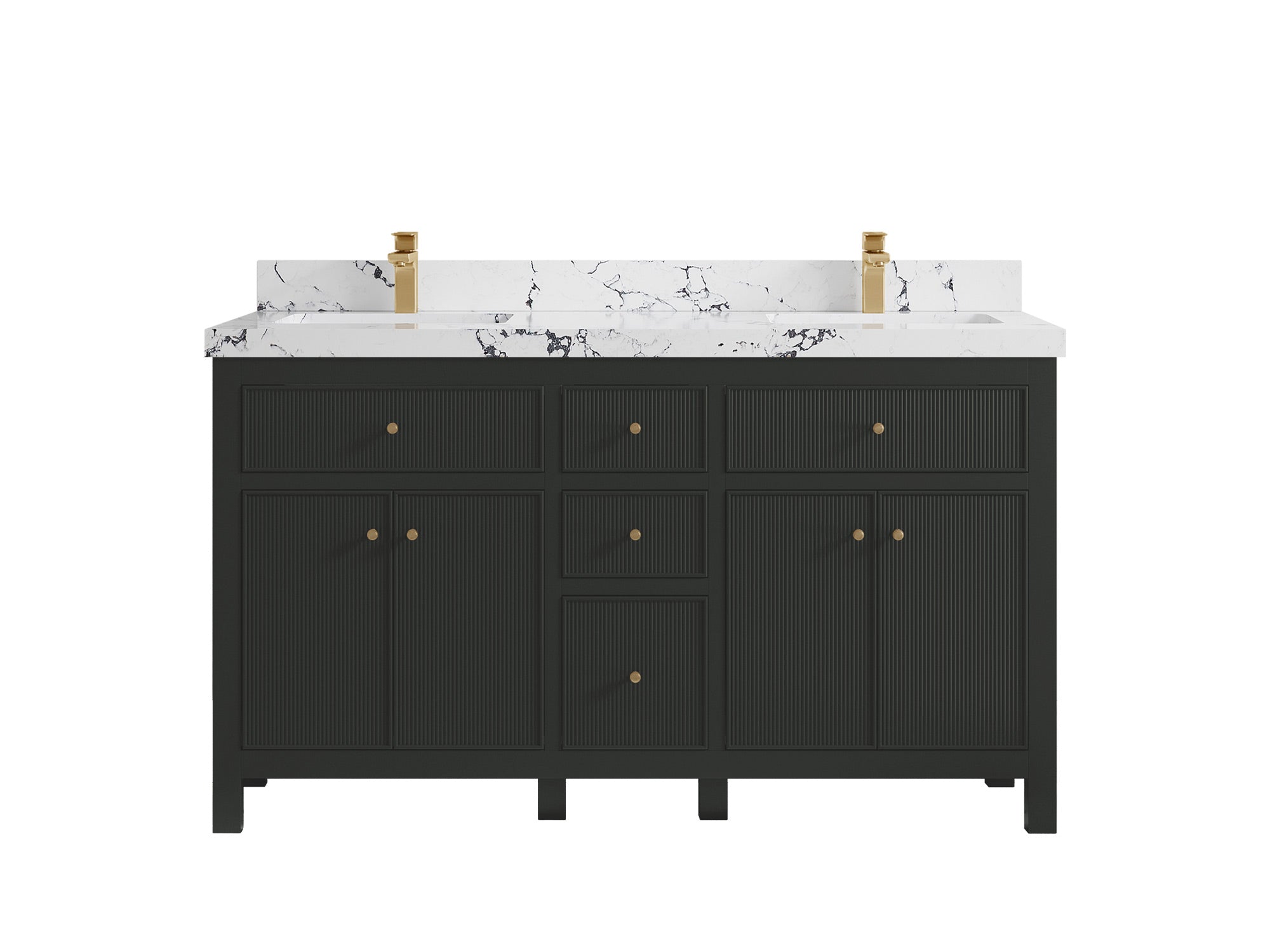 Sonoma 60 in W x 22 in D Free Standing Reeded Double Sink Bathroom Vanity