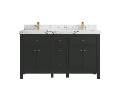 Sonoma 60 in W x 22 in D Free Standing Reeded Double Sink Bathroom Vanity