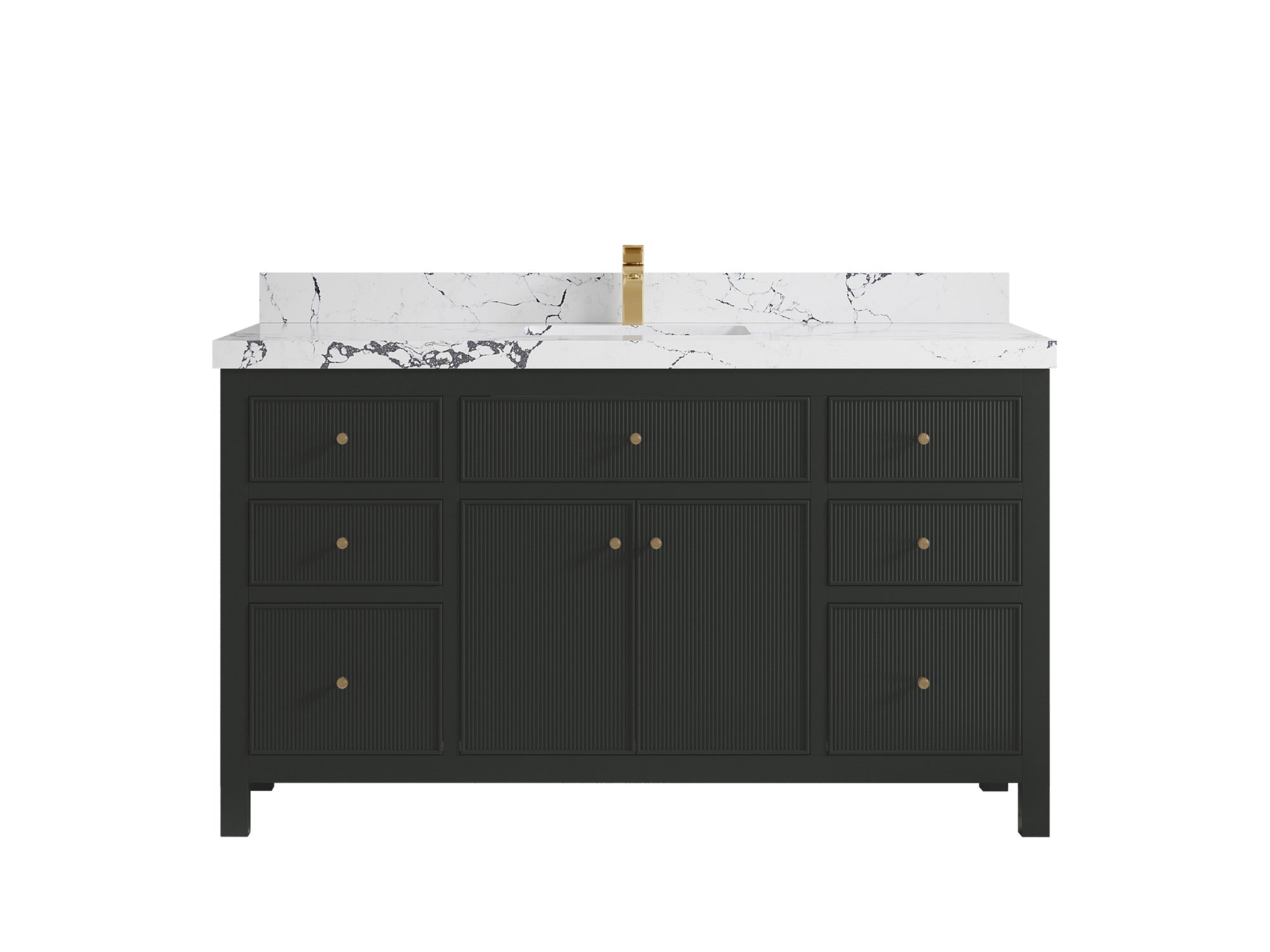 Sonoma 60 in W x 22 in D Free Standing Reeded Single Sink Bathroom Vanity