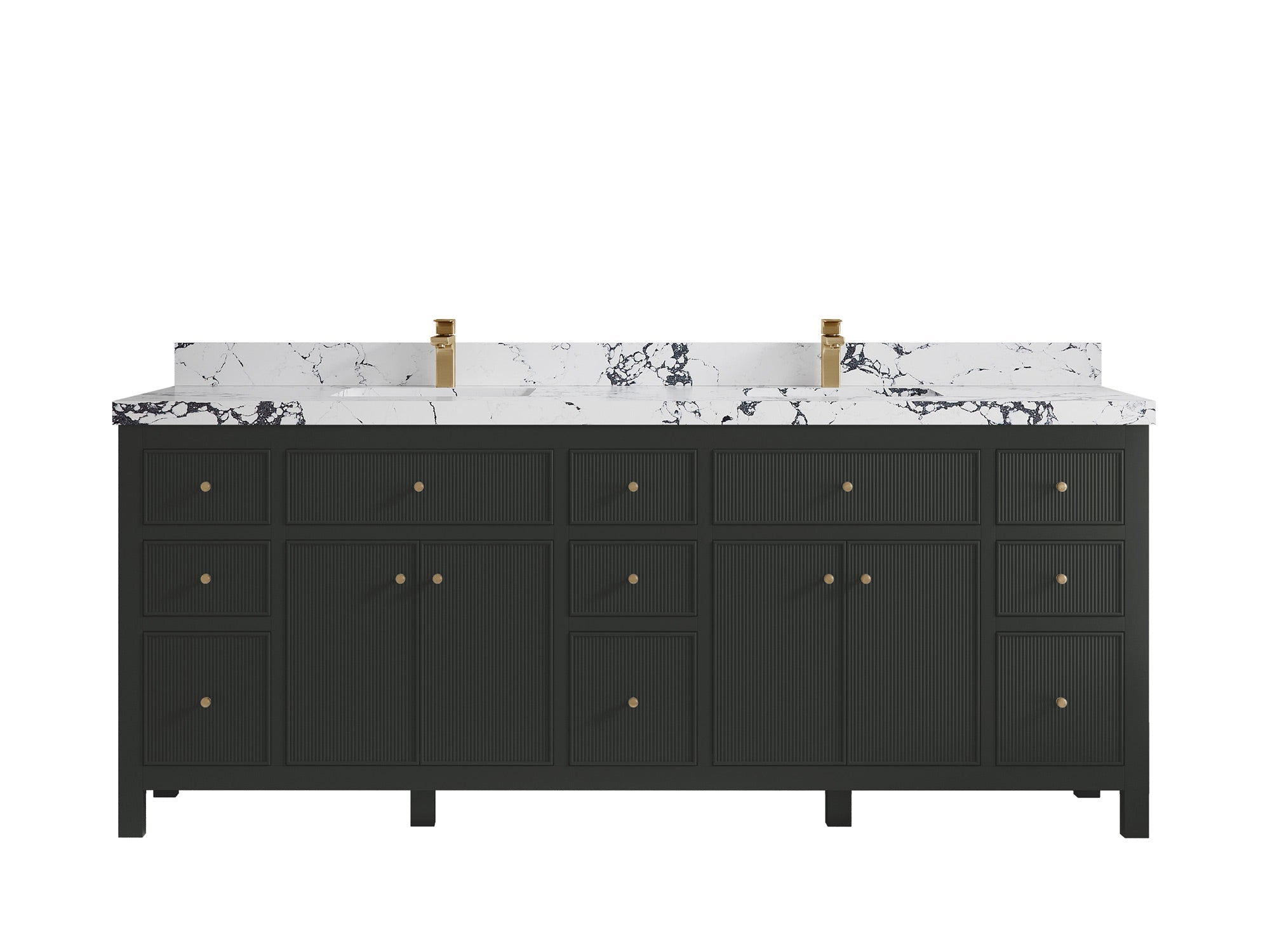 Sonoma 84 in W x 22 in D Free Standing Reeded Double Sink Bathroom Vanity