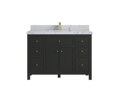 Sonoma 48 in. W x 22 in. D Single Sink Bathroom Vanity in Black Top with 2 in. Venatino Quartz Countertop