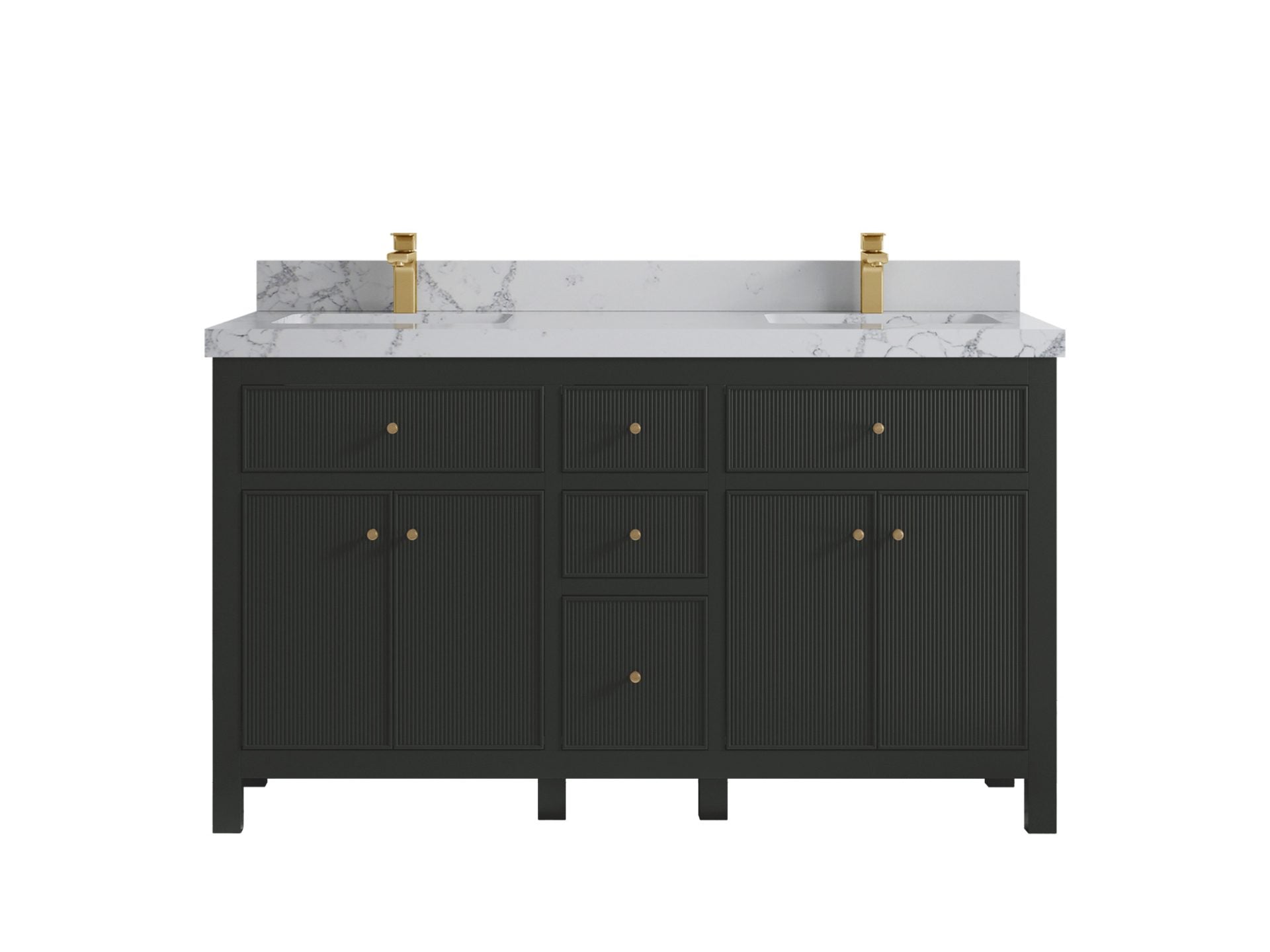 Sonoma 60 in W x 22 in D Free Standing Reeded Double Sink Bathroom Vanity