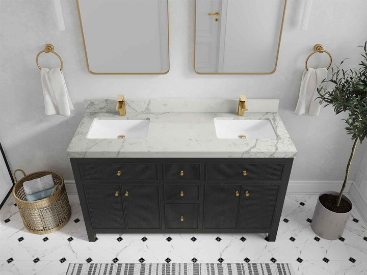 Sonoma 60 in W x 22 in D Free Standing Reeded Double Sink Bathroom Vanity - photo 39