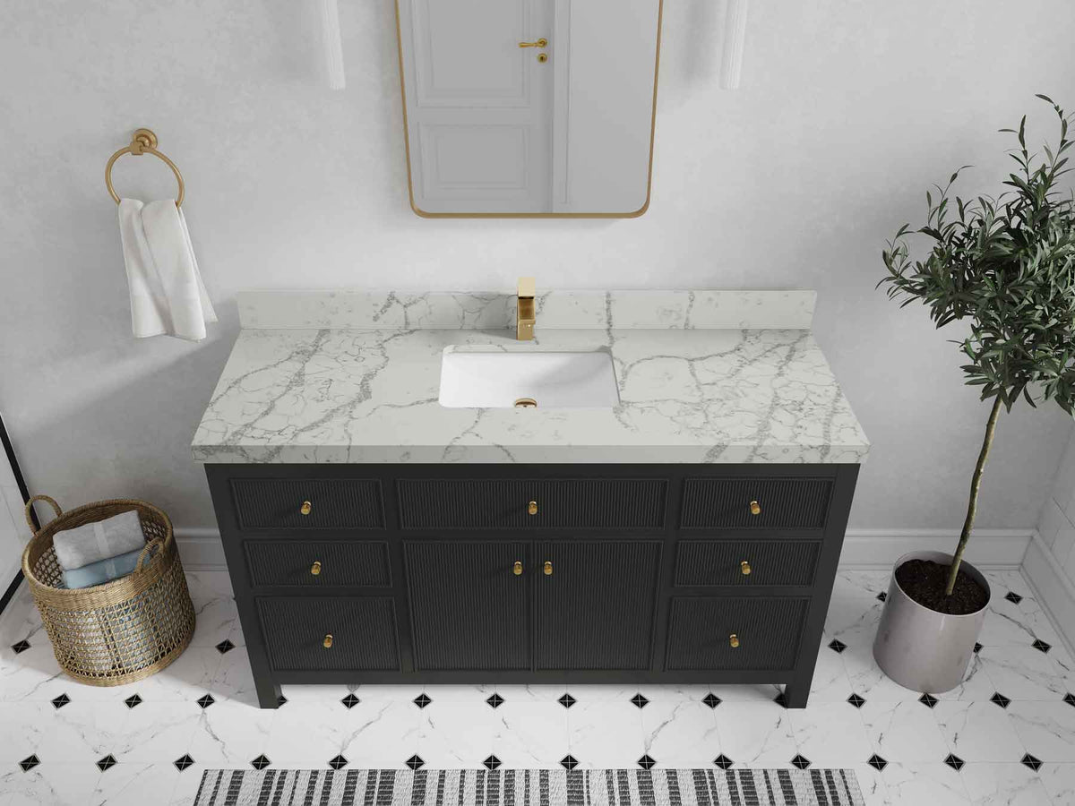 Sonoma 60 in W x 22 in D Free Standing Reeded Single Sink Bathroom Vanity