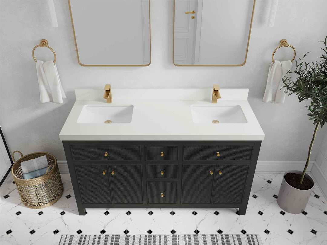 Sonoma 60 in W x 22 in D Free Standing Reeded Double Sink Bathroom Vanity