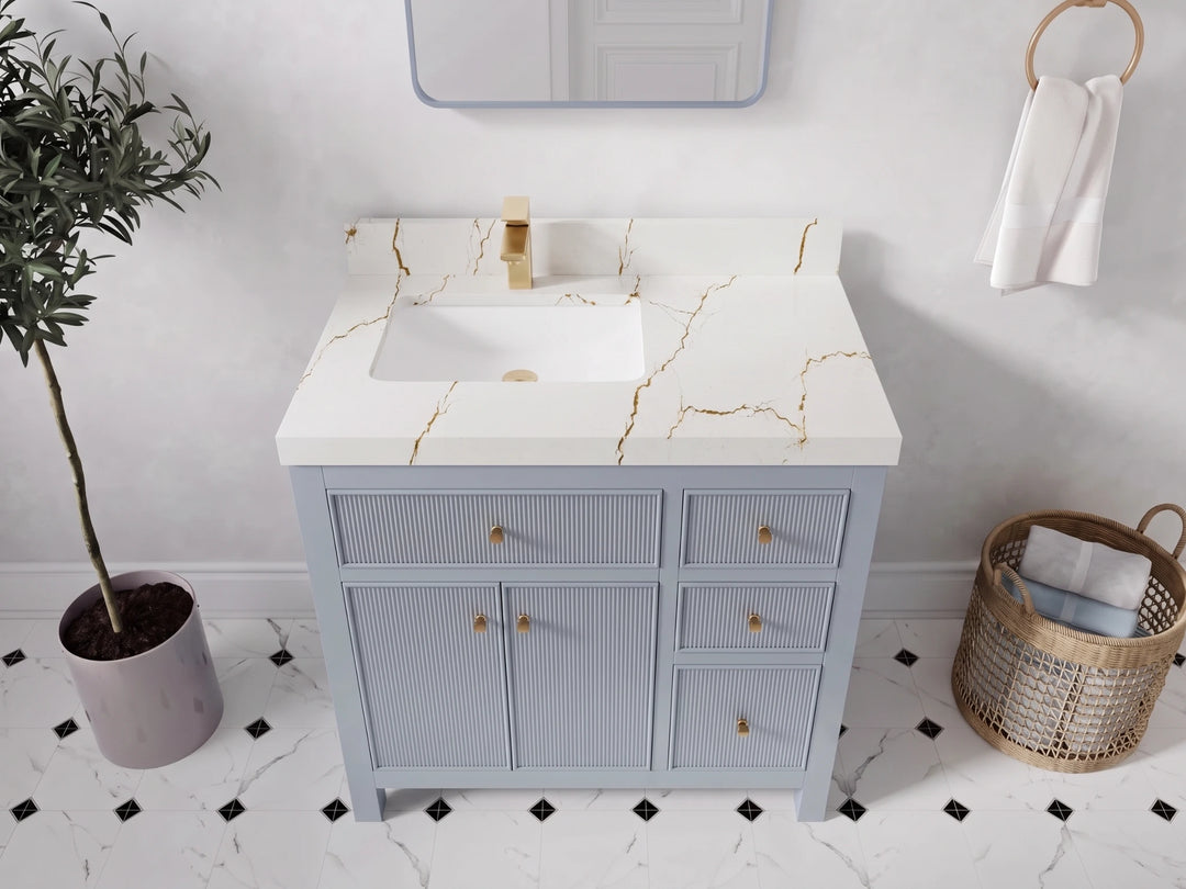 Sonoma 36 in. W x 22 in. D Left Offset Sink Bathroom Vanity | 
              
                Blue Heather
                
                  
             - SON_BLU_WHQZ_36L - photo №5